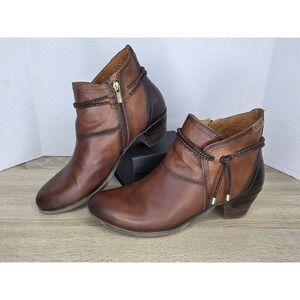 Pikolinos Women Rotterdam Size 41/US 10 Brown Calfskin Leather Block Heel Boots